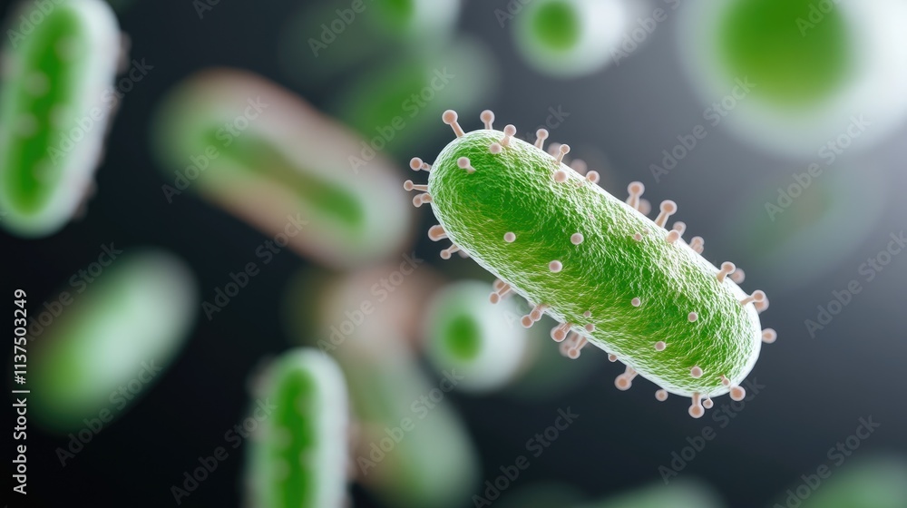 Poster close-up view of bacteria under microscope