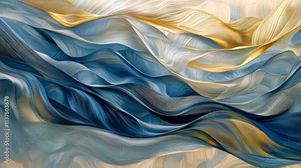 Poster Dynamic elegant tonal waves shifting in artistic flow abstract design serene aesthetic colorful environment