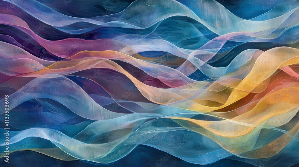 Leinwandbilder flowing colorful waves in soft gradients abstract art digital design calm environment artistic viewp