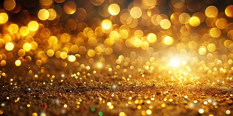 Golden Glitter Night Lights Abstract Background - Blurred Sparkle Bokeh Photography