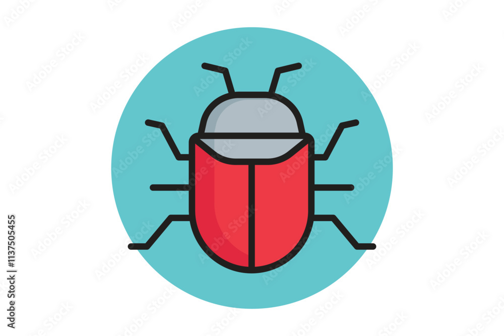 Poster bug icon. colored outline icon style. icon related to it. it architecture elements vector illustrati