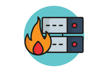 Firewall icon. colored outline icon style. icon related to server firewall. IT architecture elements vector illustration