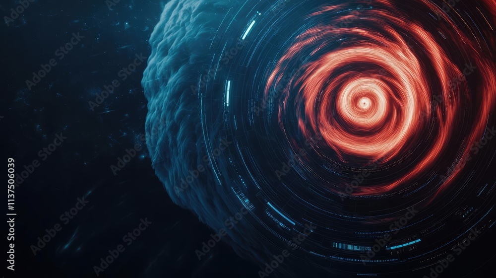 Aufkleber weather forecast idea. abstract swirl design with glowing colors depicting a futuristic digital conc