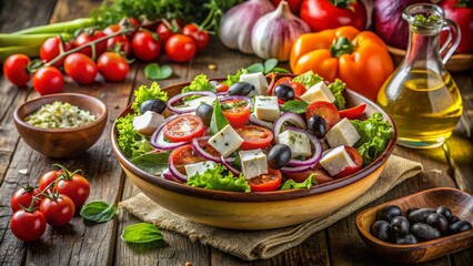 Greek Salad Bowl Photography: High-DOF Ingredients Shot - Recipe Inspiration