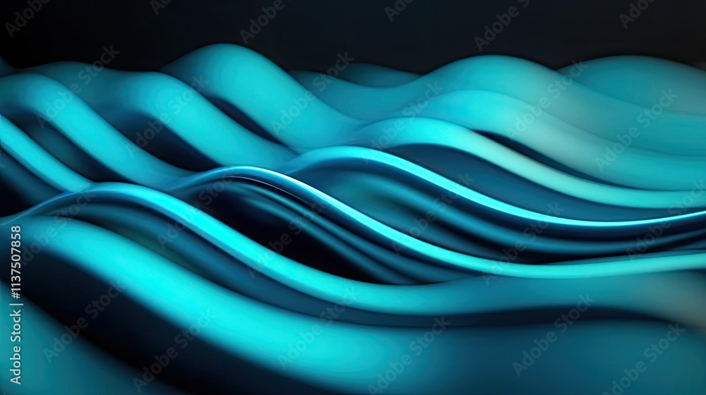 Poster Wave abstract background concept. Abstract waves in shades of blue create a flowing, dynamic visual effect.