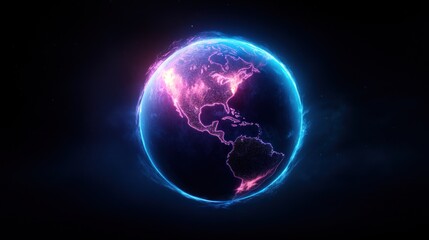 A glowing, futuristic depiction of Earth in vibrant colors.