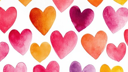 Watercolor Hearts Background