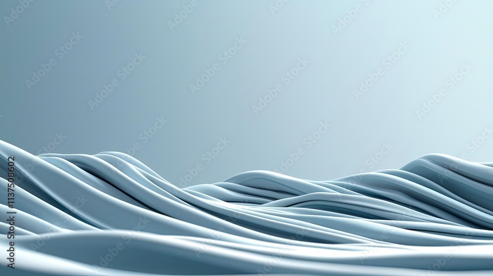 Poster Wave abstract background concept. Abstract waves in soothing blue tones create a calm and serene visual effect.