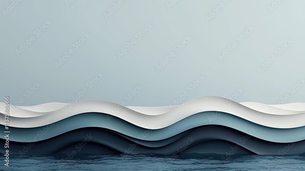 Poster Wave abstract background concept. Abstract waves and calm waters create a serene and tranquil coastal scene.