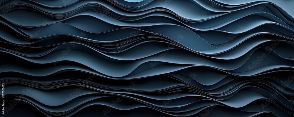 Poster Wave abstract background concept. Abstract wavy pattern in dark shades, creating a dynamic visual texture.