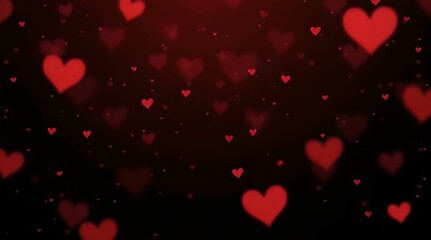 Neon red and pink hearts on black background