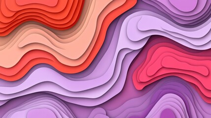 Abstract Layered Papercut Design: Vibrant Hues and Dynamic Curves