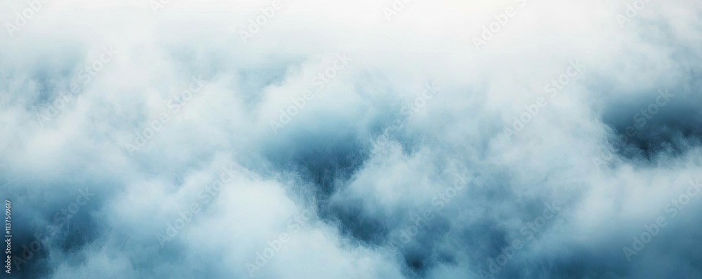 Poster Mysterious fog idea. A beautiful view of soft, fluffy clouds in the sky during a serene day.