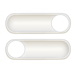 White switch element button. Enable disable toggle symbol. On off mode icon for application. Active, inactive or power digital indicator.