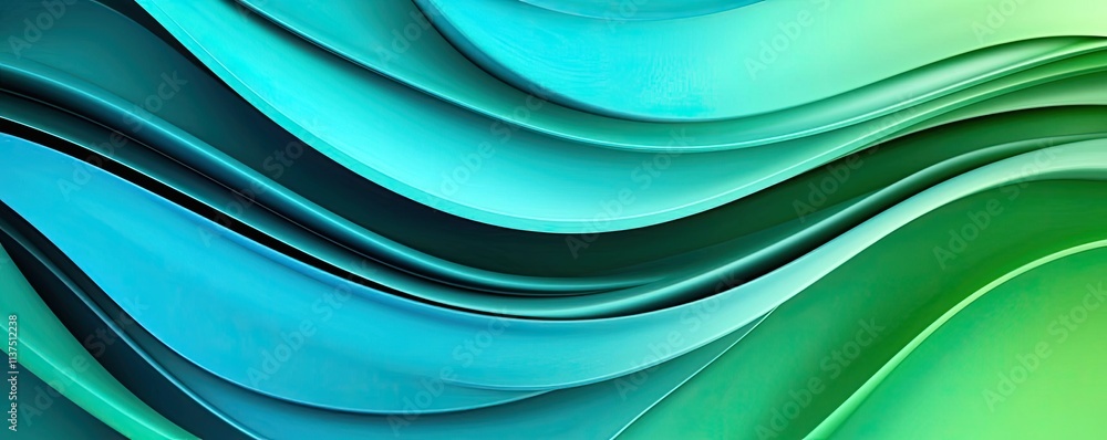 Aufkleber Wave abstract background concept. Abstract turquoise and green wave design suitable for various digital applications.