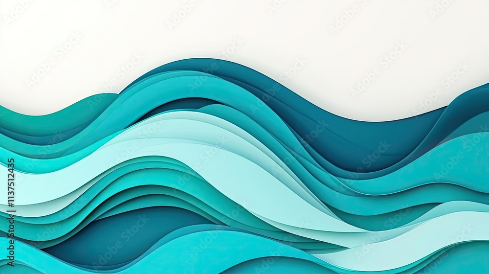 Poster wave abstract background concept. abstract waves in shades of teal creating a modern, stylish backgr