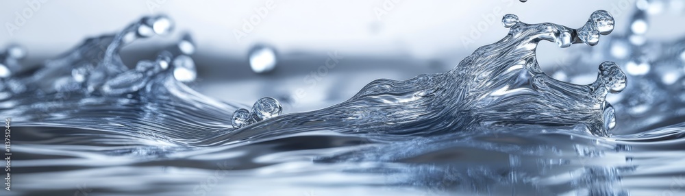 Poster mesmerizing macro photography, water droplets creating intricate patterns and ripples in a tranquil 