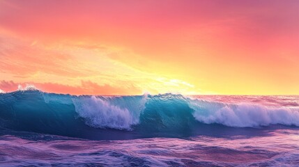 Naklejka premium Sunset Ocean Waves