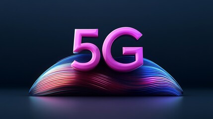 5G network technology concept with pink and blue neon light