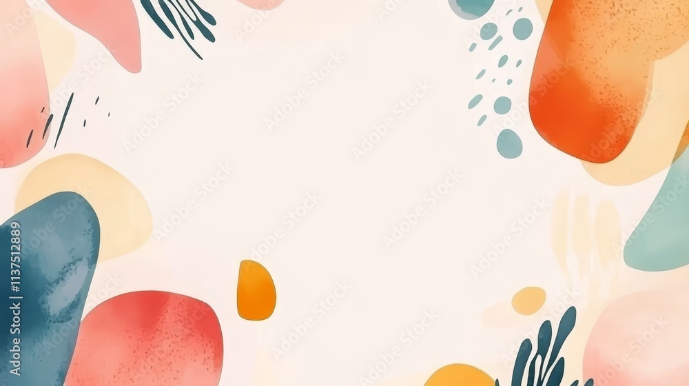 Poster abstract watercolor background with colorful shapes, a vibrant and dynamic artistic design for creat