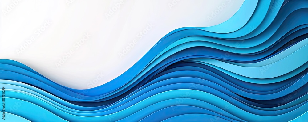 Poster Wave abstract background concept. Abstract blue wavy pattern with smooth layers creating a tranquil background.