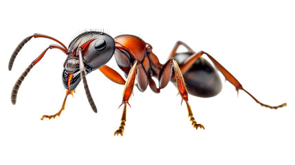 An ant isolated against a transparent background, ideal for biological studies, insect illustrations, or educational content.