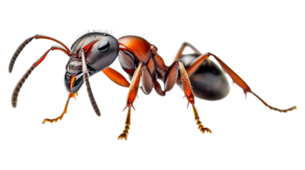 An ant isolated against a transparent background, ideal for biological studies, insect illustrations, or educational content.