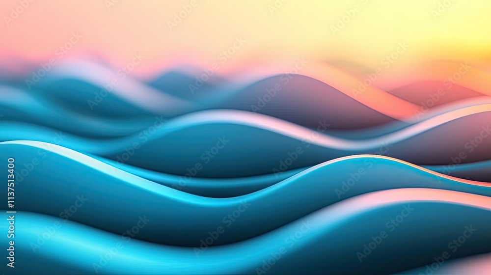 Poster Wave abstract background concept. Abstract waves create a serene and calming visual experience with vibrant colors.