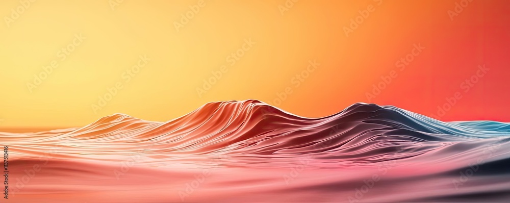 Poster wave abstract background concept. a vibrant sunset casting colors over rolling waves on a tranquil s
