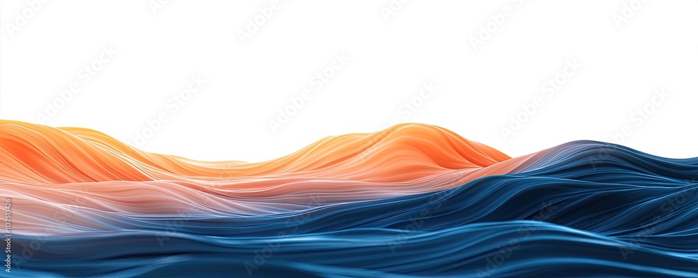 Poster Wave abstract background concept. Abstract waves in vibrant orange and blue, symbolizing fluidity and tranquility.
