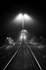 Monochrome Abandoned High Way at Night
