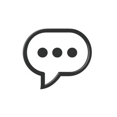 Obraz premium 3D Dark Gray Chat Bubble Icon Communication Message Dialog Speech Social Media Online Conversation
