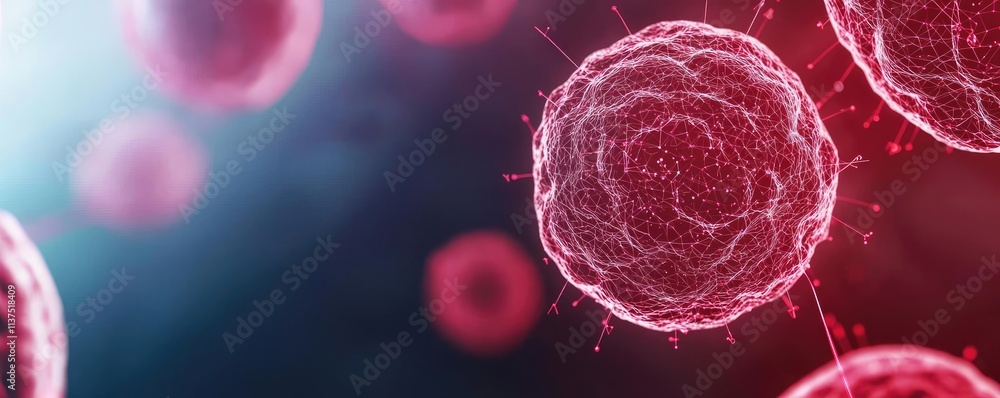 Aufkleber Cancer cells idea. Close-up view of vibrant cells showcasing their intricate structures and functions.