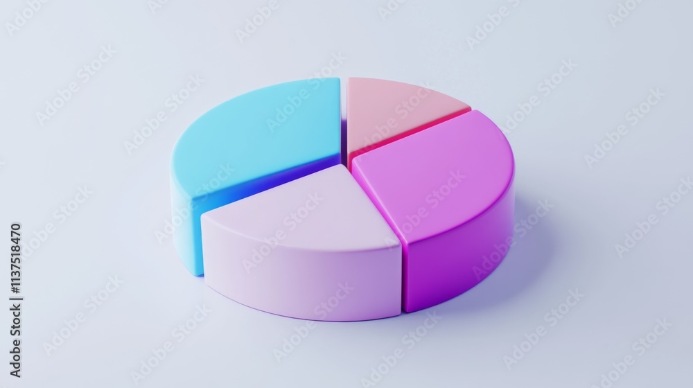 Poster Colorful Pie Chart Model on Light Background for Data Representation