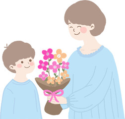 Heartwarming Mother and Child Illustration Cute Mother Day Clipart