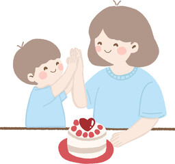 Heartwarming Mother and Child Illustration Cute Mother Day Clipart