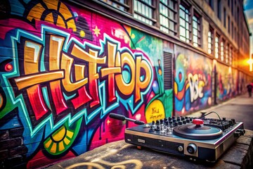 Hip Hop Graffiti DJ Console Art: Street Style Music Background Image