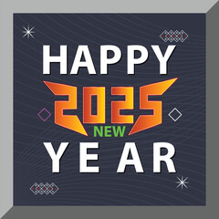 Happy New Year 2025 text design. Vector illustration