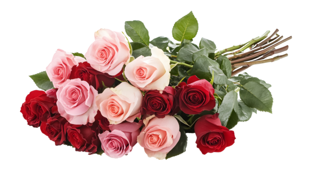 Bouquet of pink roses on a white background. isolated background.