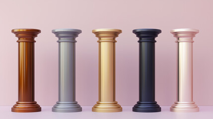 色違いの柱オブジェクト　台座　イラスト