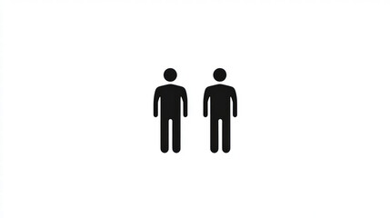 Minimalist restroom symbol featuring two male figures in black and white