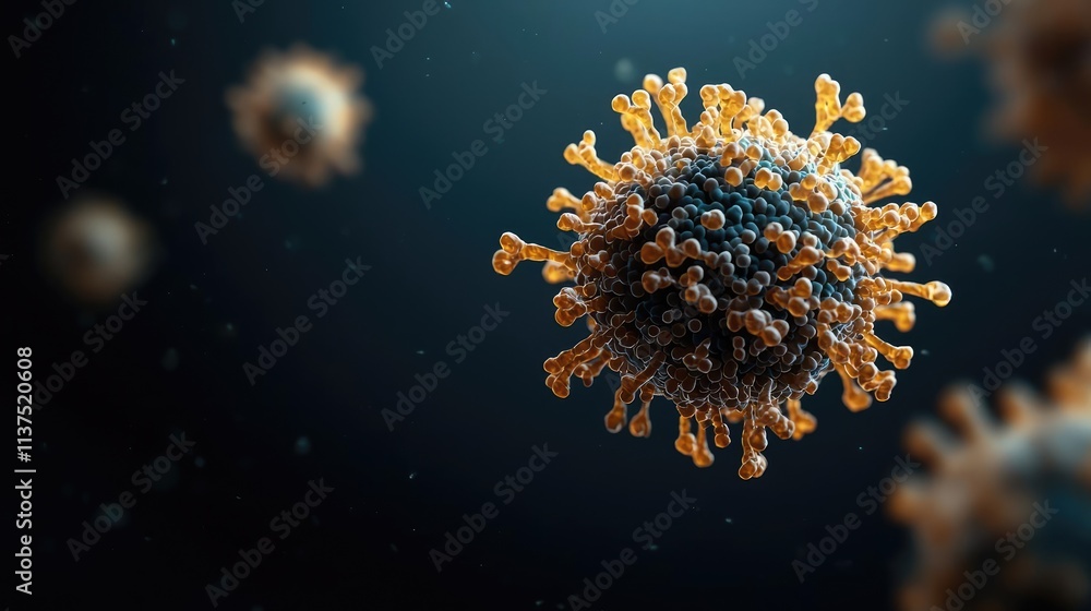 Aufkleber cancer cells idea. microscopic view of a virus with detailed structure and vibrant colors.