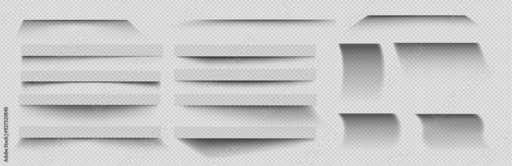 Poster shadow effect collection - realistic shades set with different gradient opacity, depth and length on