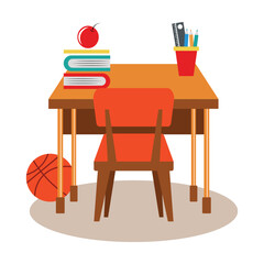 School Desk Illustraion
