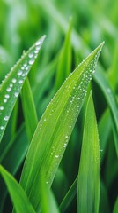 Obraz premium Morning Dew on Grass Trails Nature Close-Up Fresh Environment Vibrant Viewpoint