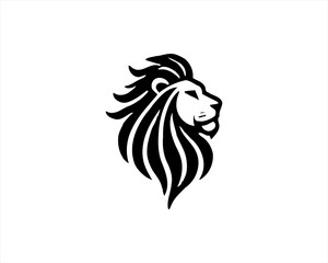 Lion Logo Design Vector Template. Lion Head Logo Icon Vector illustration. Black and white Lion head vector illustration.	
