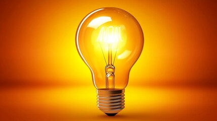 Bright Illuminating Light Bulb Glowing Against Warm Background