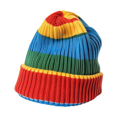 Colorful Beanie Hat Isolated on White Background Transparent Background.