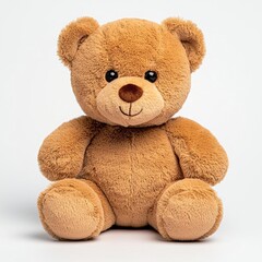 Obraz premium A photostock of a soft and fluffy stuffed teddy bear, isolated on a clean white background, charming and cuddly, High Quality