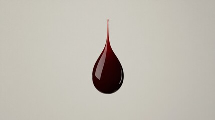 Fototapeta premium Dark red fluid drop against neutral background.
